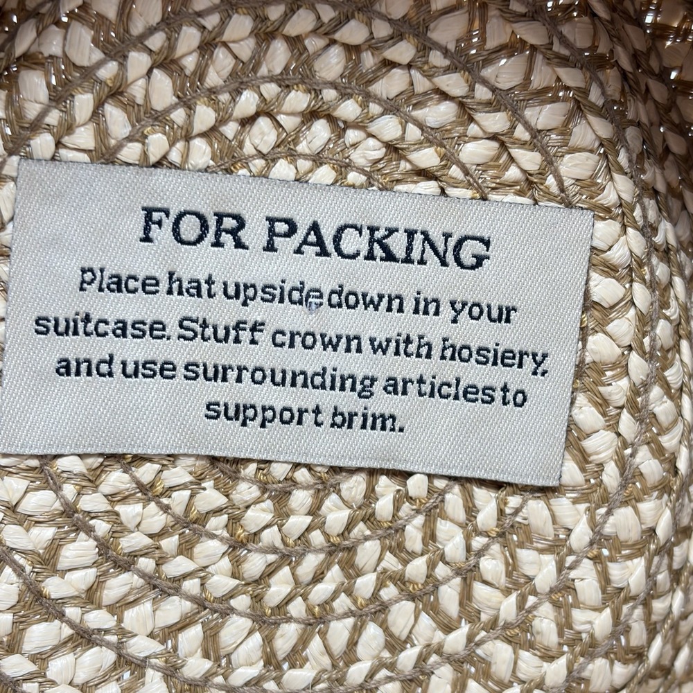 Authentic Eric Javits Woven Fedora Hat Beige UPF 50+ Packable Squishee - Picture 6 of 11